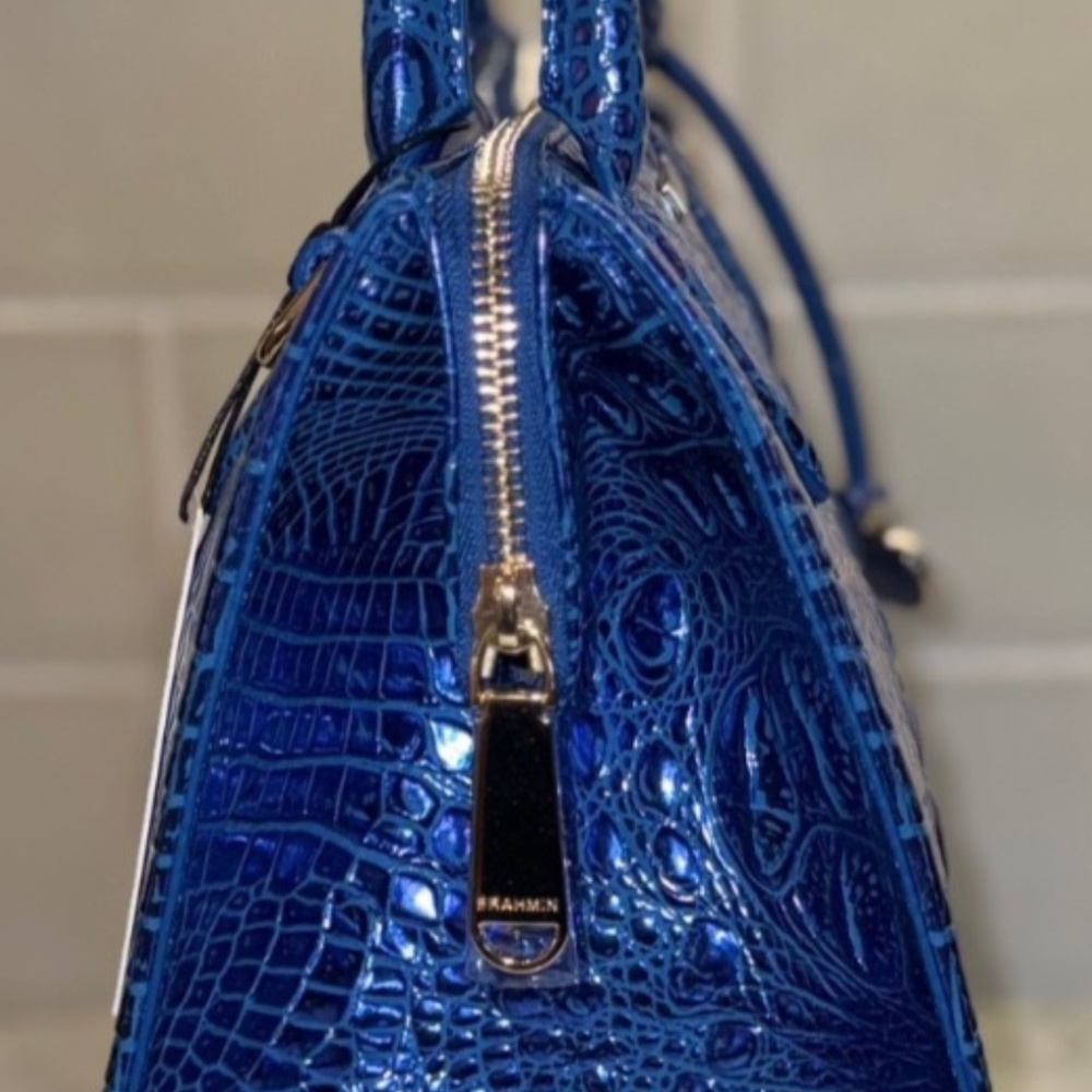Brahmin Blue Cobalt Potion Caroline Satchel STUNNER Brand New! ALL TAIL Rare - Picture 10 of 16
